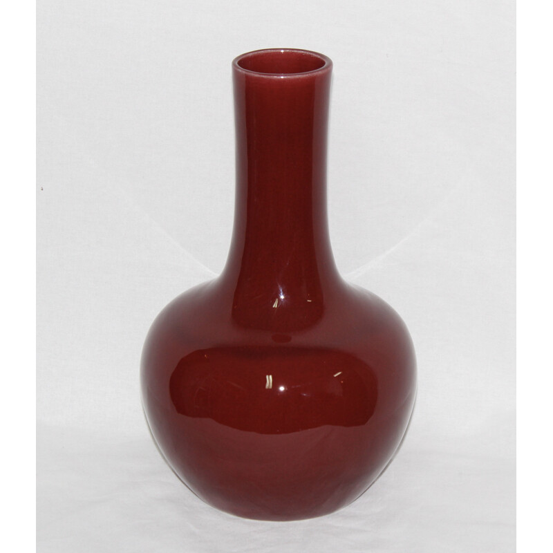 Red ceramic vase, Pol CHAMBOST - 1970s