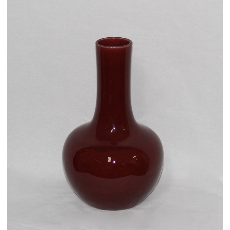 Vase rouge en céramique, Pol CHAMBOST - 1970