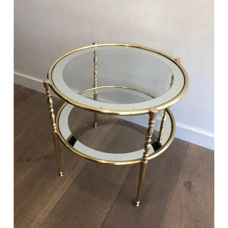 Vintage Tripartite brass and glass coffee table, 1970