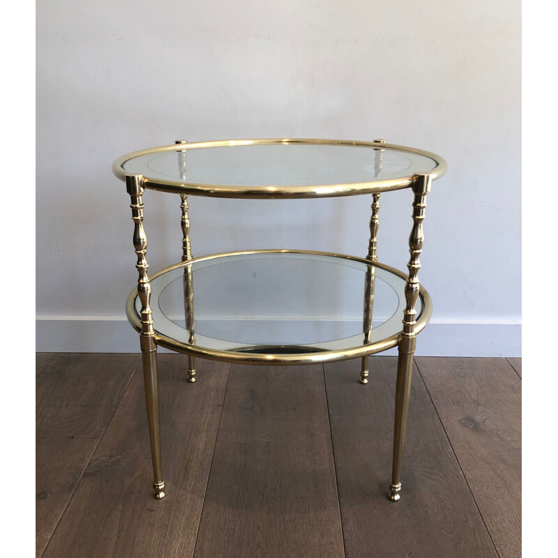 Vintage Tripartite brass and glass coffee table, 1970