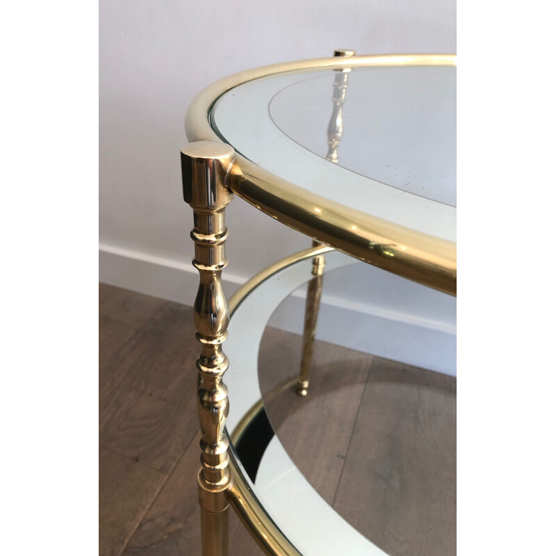 Vintage Tripartite brass and glass coffee table, 1970