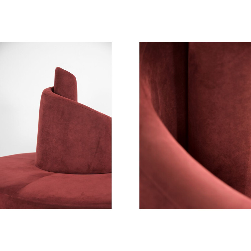 Vintage crimson Tatlin sofa by Mario Cananzi and Roberto Semprini for Edra, Italy 1990s