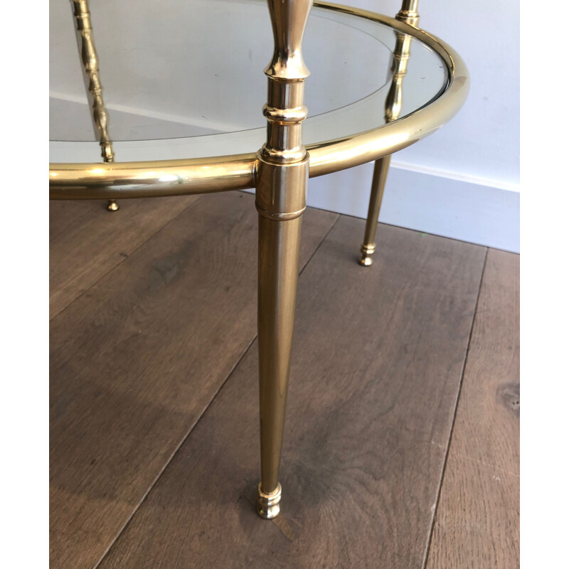 Vintage Tripartite brass and glass coffee table, 1970