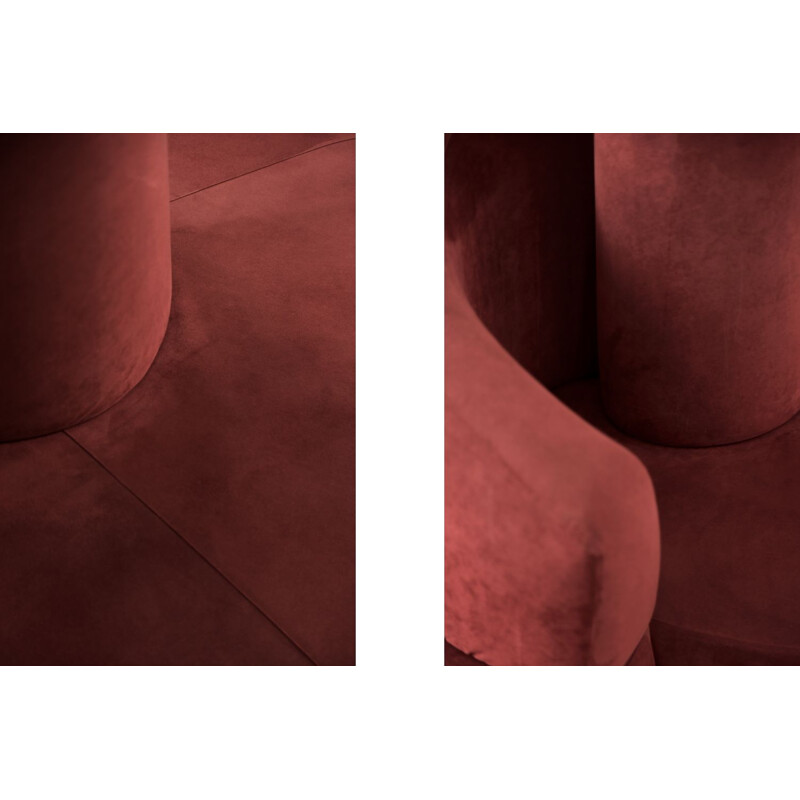 Vintage crimson Tatlin sofa by Mario Cananzi and Roberto Semprini for Edra, Italy 1990s