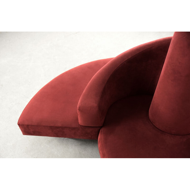 Vintage crimson Tatlin sofa by Mario Cananzi and Roberto Semprini for Edra, Italy 1990s