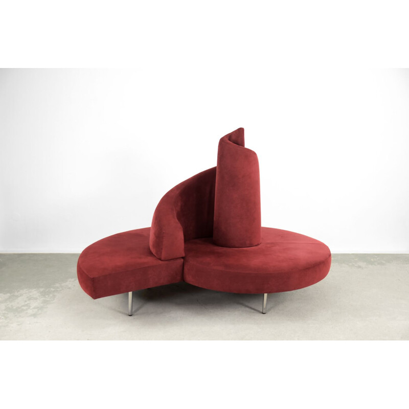 Vintage crimson Tatlin sofa by Mario Cananzi and Roberto Semprini for Edra, Italy 1990s