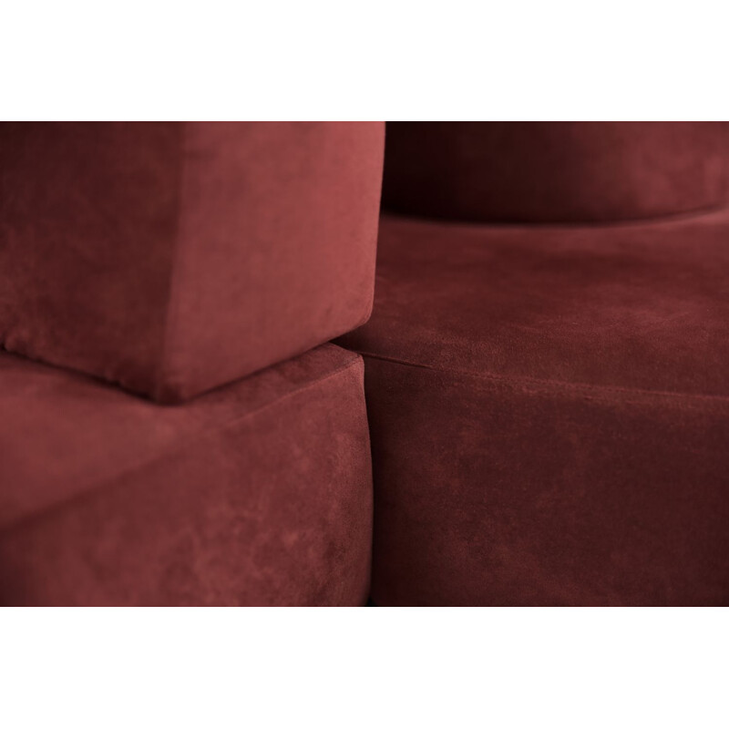 Vintage crimson Tatlin sofa by Mario Cananzi and Roberto Semprini for Edra, Italy 1990s