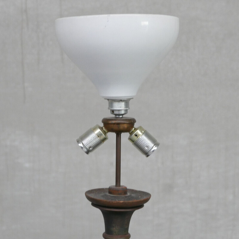 Vintage-Stehlampe aus Holz und Eisen, Belgien 1950