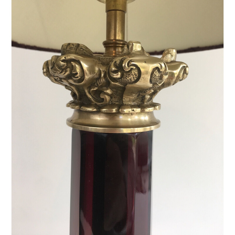 Lampe vintage en cristal et bronze, France 1940
