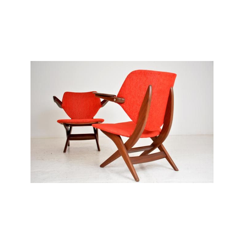 Pair of vintage "Pelican Chair" armchairs by Louis Van Teeffelen for Wébé, 1960