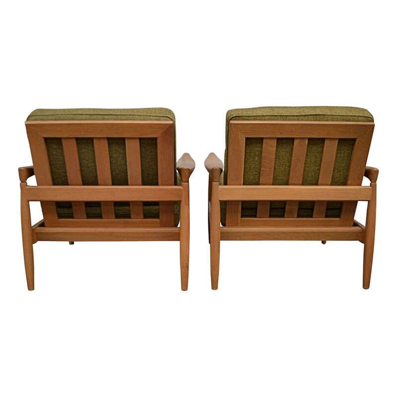 Pair of vintage Swedish oakwood armchairs by Erik Wørts, 1960s