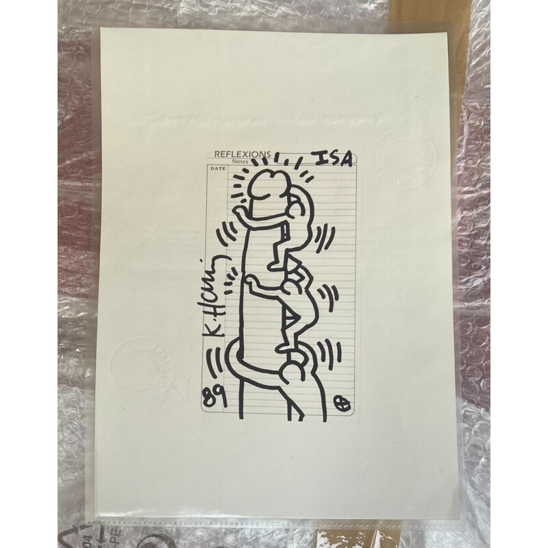 Vintage painting "Isa" by Keith Haring, 1989