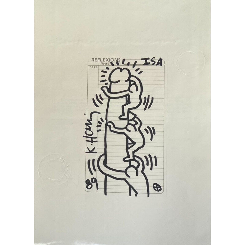 Vintage painting "Isa" by Keith Haring, 1989