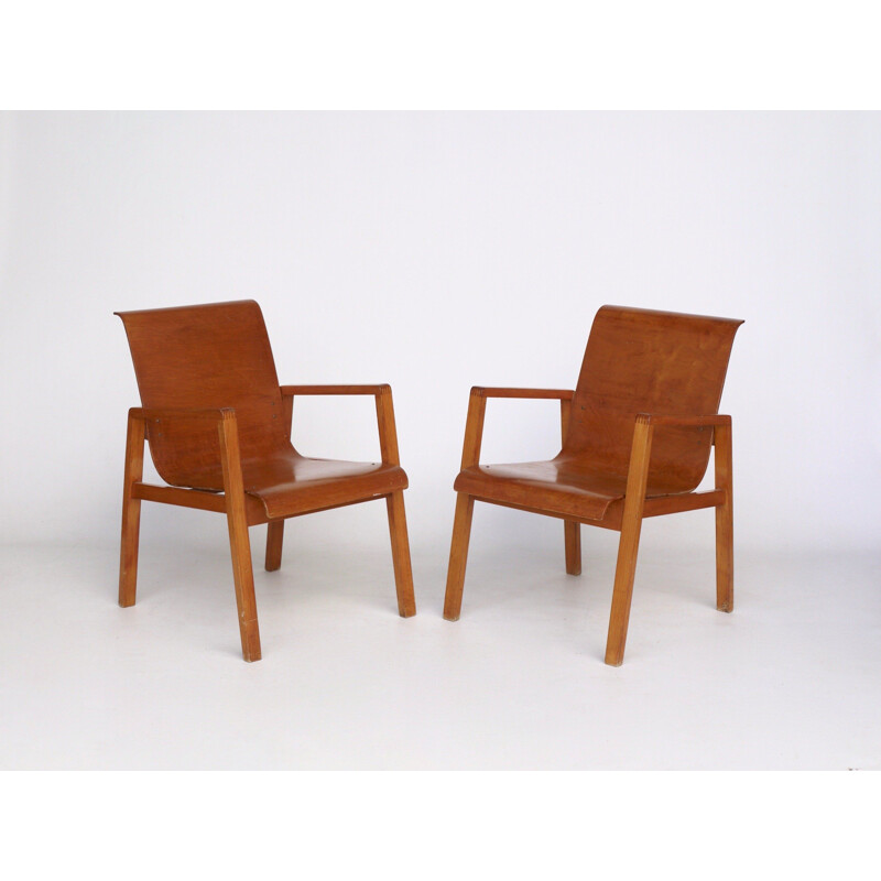 Pareja de sillones vintage de madera contrachapada modelo 51403 de Alvar Aalto para Artek