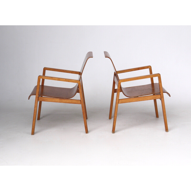 Pair of vintage model 51403 plywood armchairs by Alvar Aalto for Artek