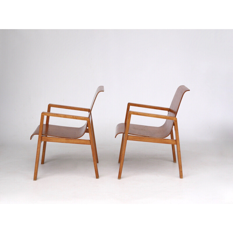 Pareja de sillones vintage de madera contrachapada modelo 51403 de Alvar Aalto para Artek