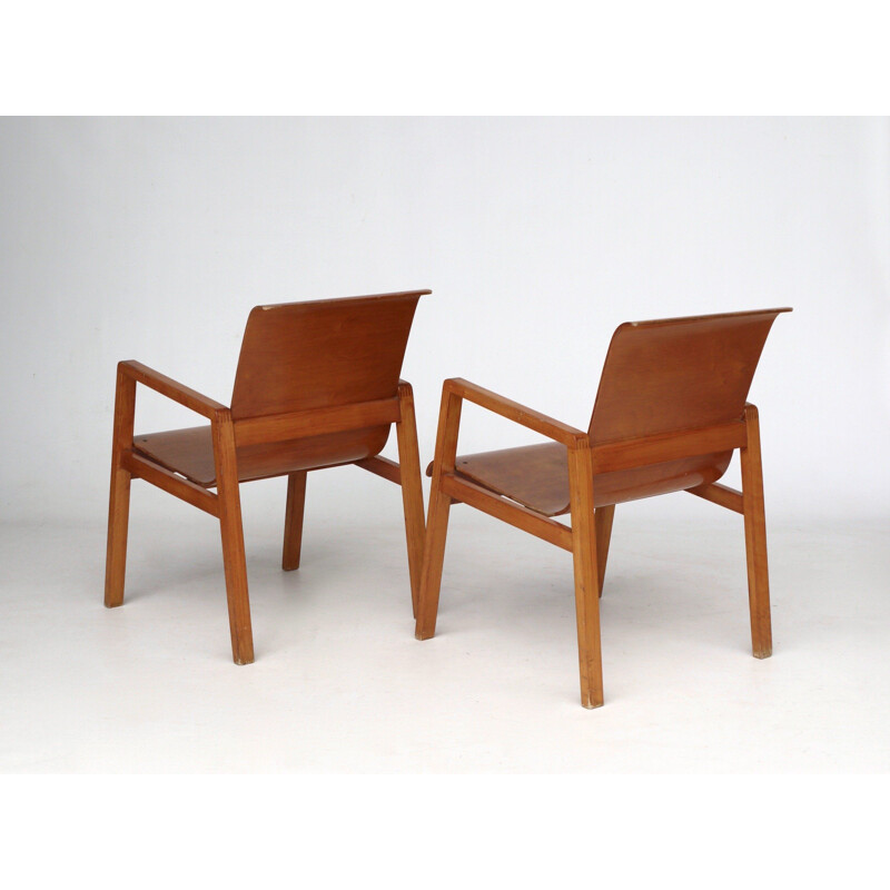 Coppia di poltrone vintage in compensato modello 51403 di Alvar Aalto per Artek