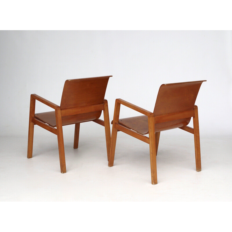 Pair of vintage model 51403 plywood armchairs by Alvar Aalto for Artek