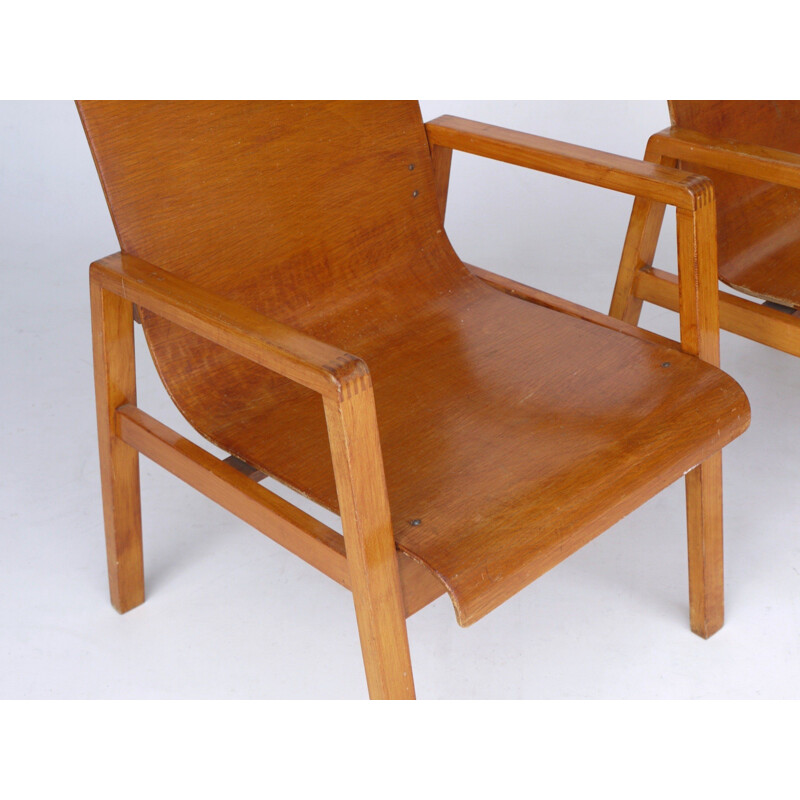 Pareja de sillones vintage de madera contrachapada modelo 51403 de Alvar Aalto para Artek