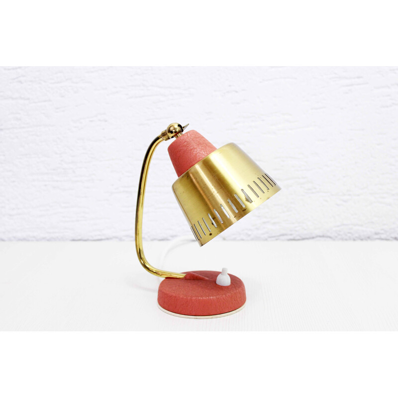 Vintage metal and brass night stand lamp, 1950