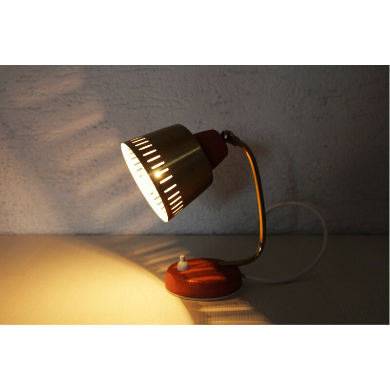 Vintage metal and brass night stand lamp, 1950