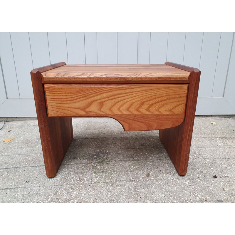 Vintage elmwood night stand by Pierre Chapo for Regain, 1972