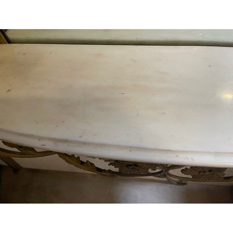 Espejo dorado vintage con estante de mármol
