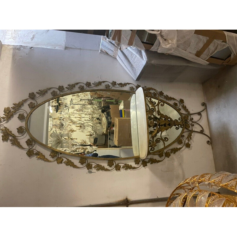 Espelho dourado Vintage com prateleira de mármore