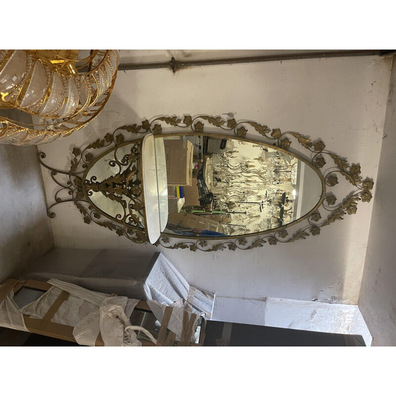 Specchio d'oro vintage con mensola in marmo