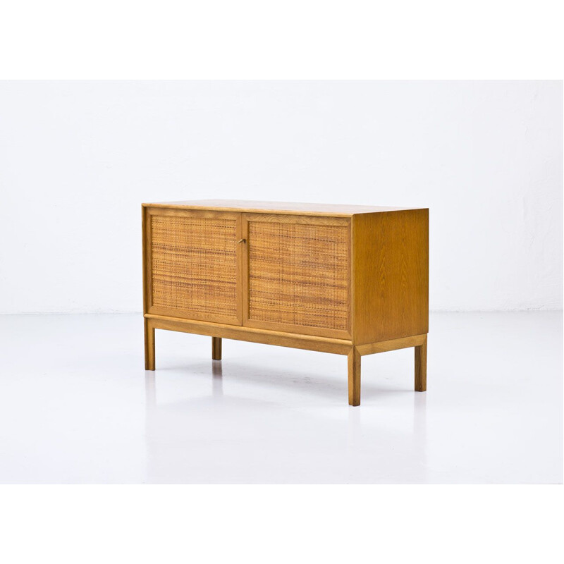 Swedish vintage oakwood & rattan sideboard by Alf Svensson, 1960s