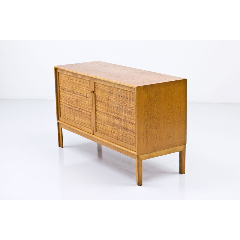 Swedish vintage oakwood & rattan sideboard by Alf Svensson, 1960s