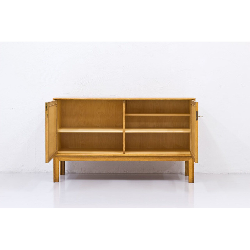 Swedish vintage oakwood & rattan sideboard by Alf Svensson, 1960s