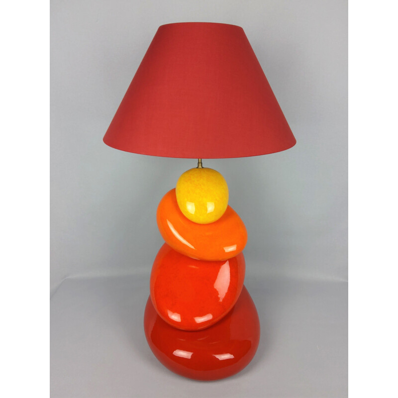 Lampada vintage con 4 ciottoli di François Chatain, 1980