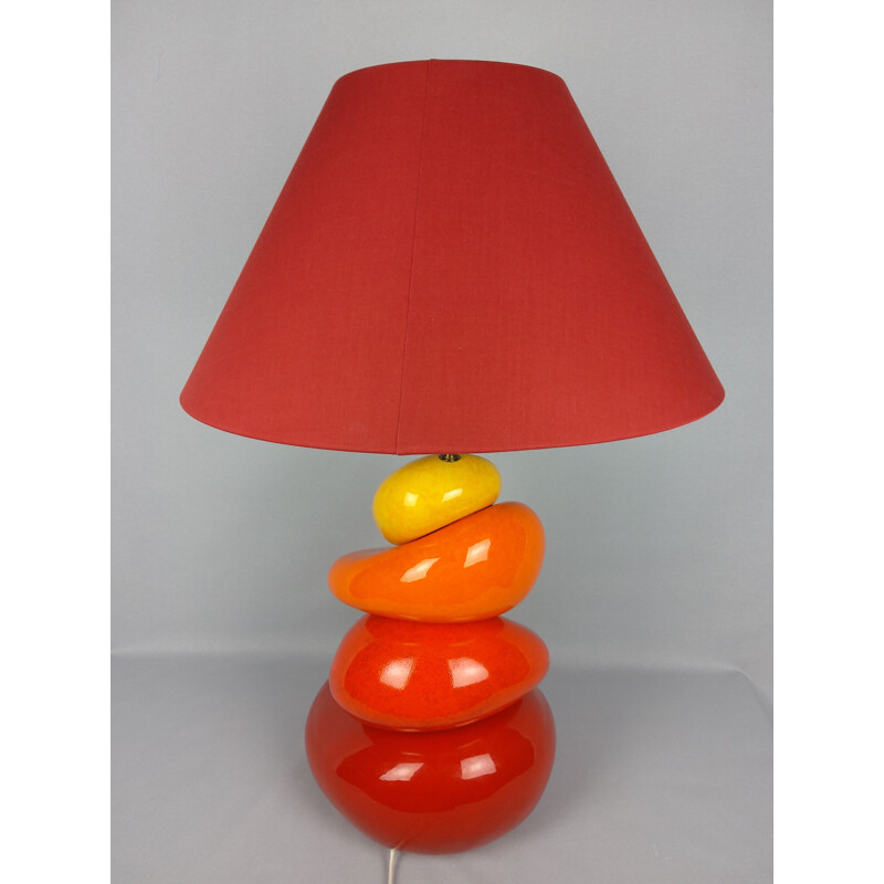 Vintage lamp with 4 pebbles by François Chatain, 1980