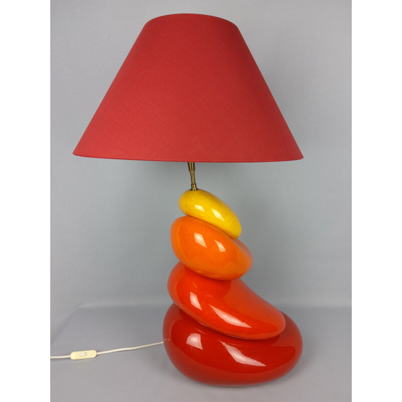 Vintage lamp with 4 pebbles by François Chatain, 1980