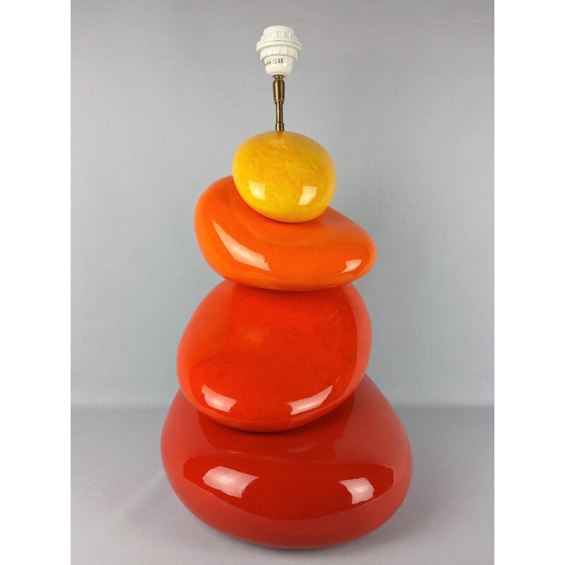 Vintage lamp with 4 pebbles by François Chatain, 1980