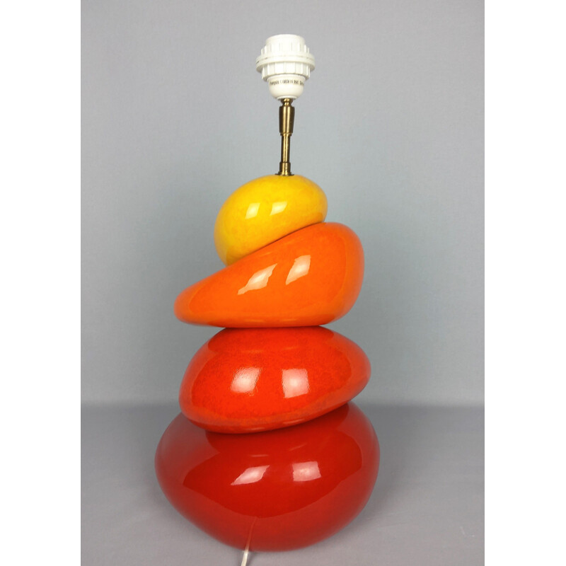 Vintage lamp with 4 pebbles by François Chatain, 1980