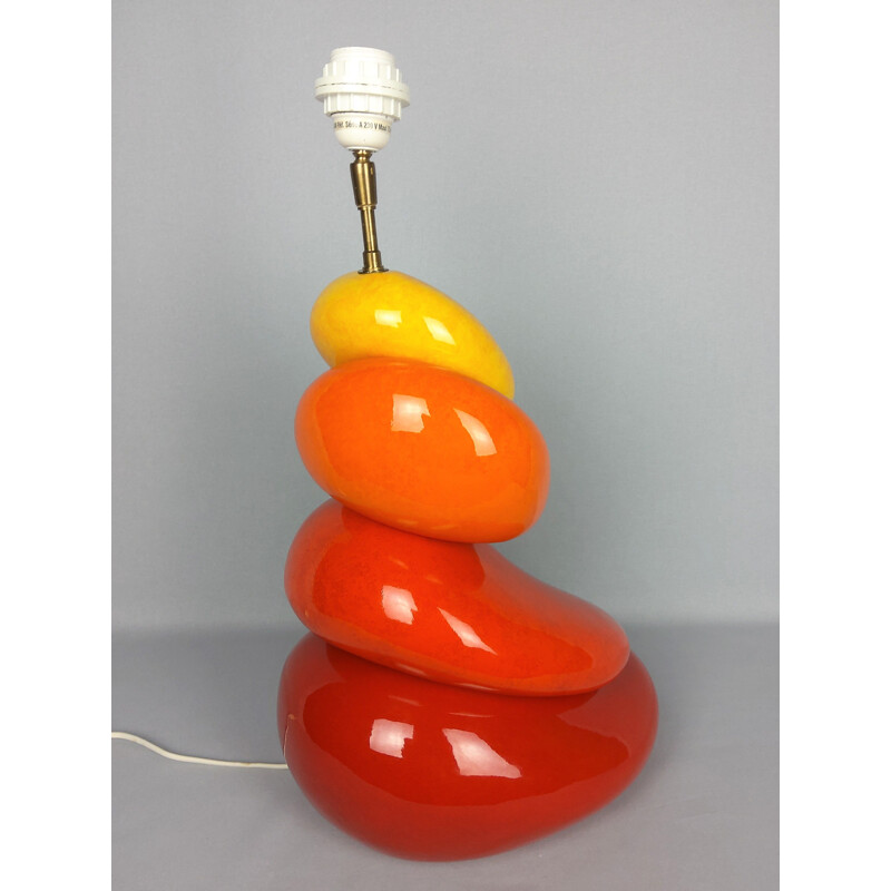 Vintage lamp with 4 pebbles by François Chatain, 1980