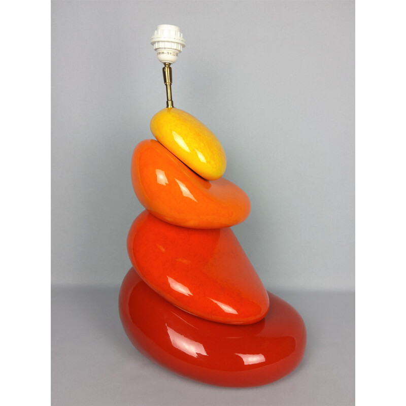 Vintage lamp with 4 pebbles by François Chatain, 1980