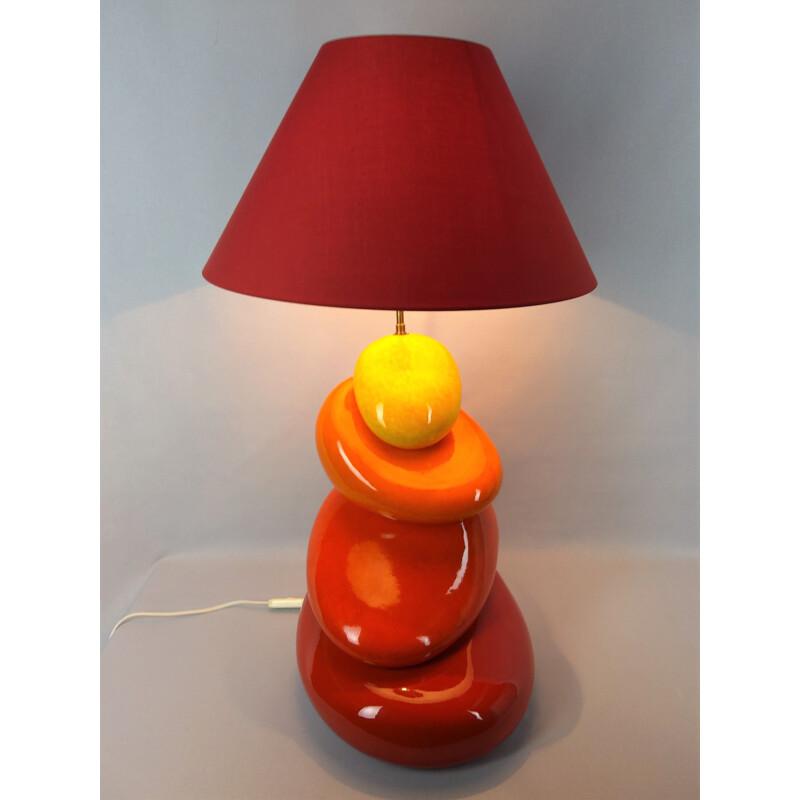 Vintage lamp with 4 pebbles by François Chatain, 1980