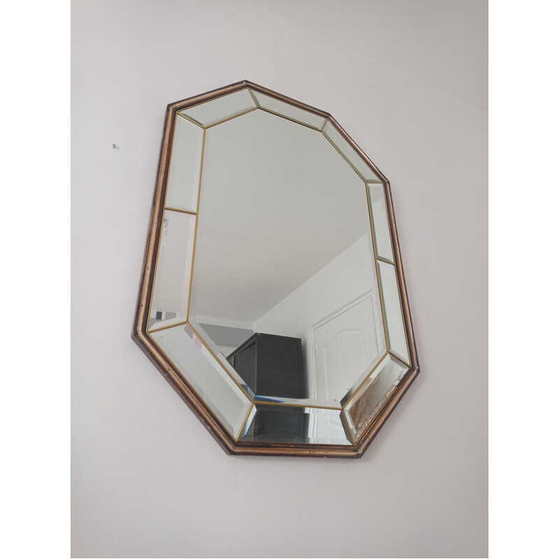 Vintage hexagonal glazing mirror, 1980