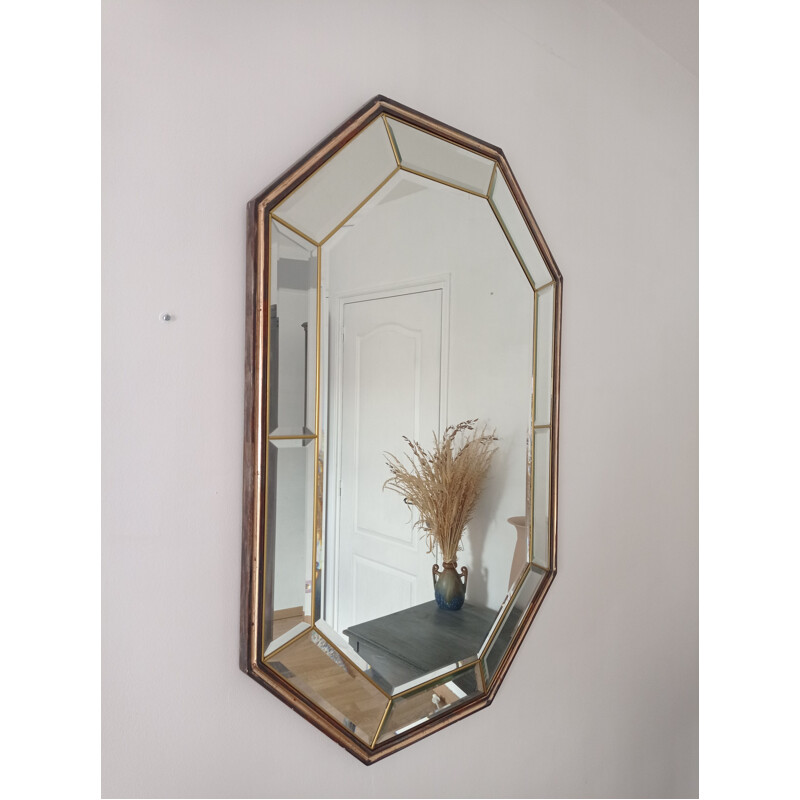 Vintage hexagonal glazing mirror, 1980