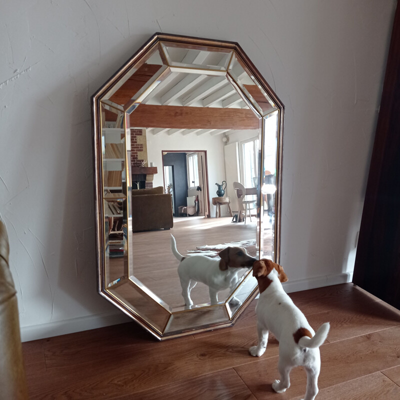 Vintage hexagonal glazing mirror, 1980