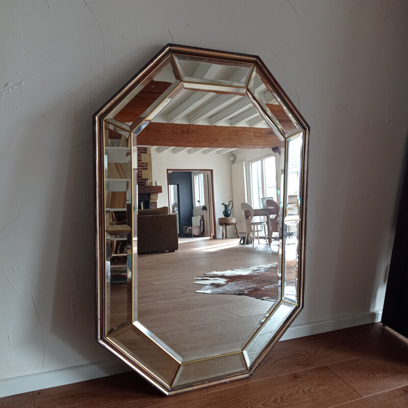 Vintage hexagonal glazing mirror, 1980