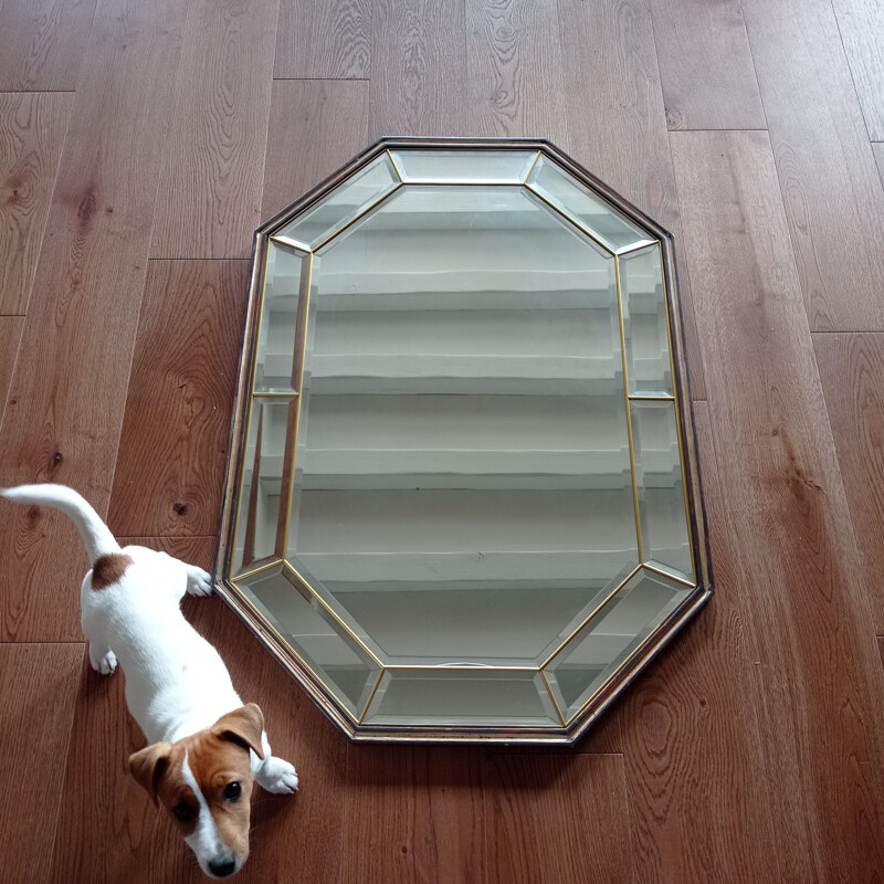 Vintage hexagonal glazing mirror, 1980