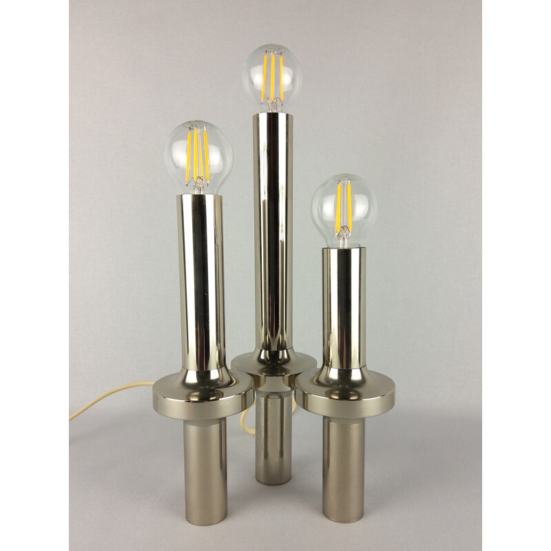 Vintage-Lampe aus verchromtem Metall von Gaetano Sciolari, 1970
