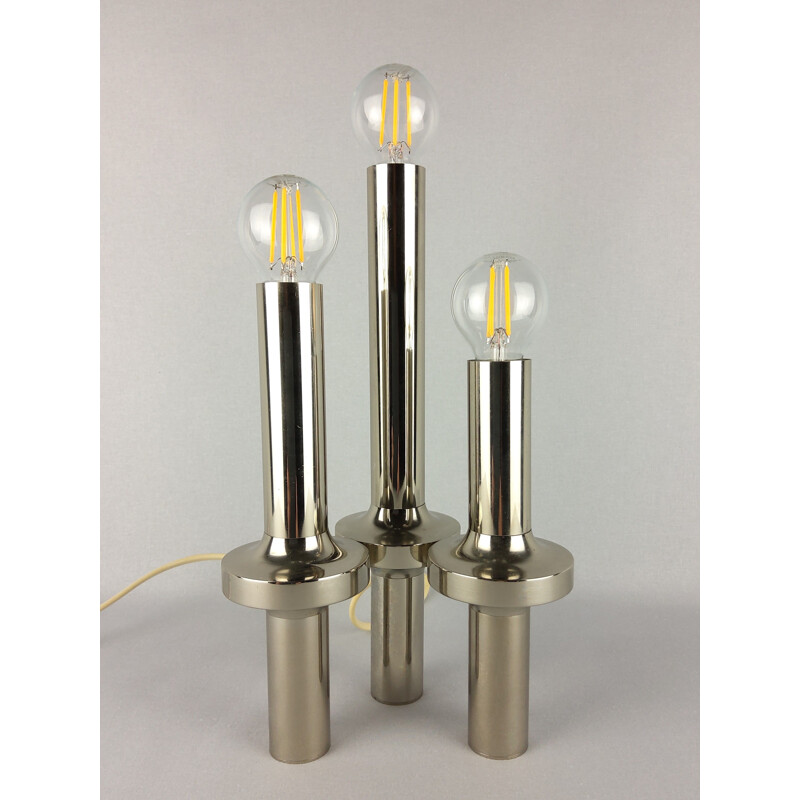 Vintage lamp in chromed metal by Gaetano Sciolari, 1970