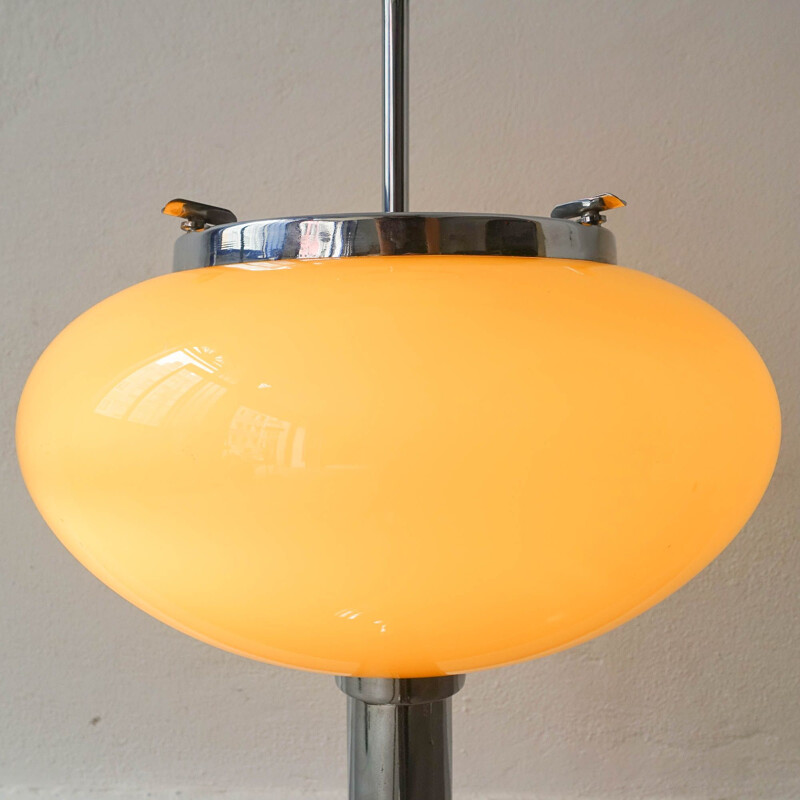 Vintage yellow Portuguese opaline glass ashtray lamp, 1960s