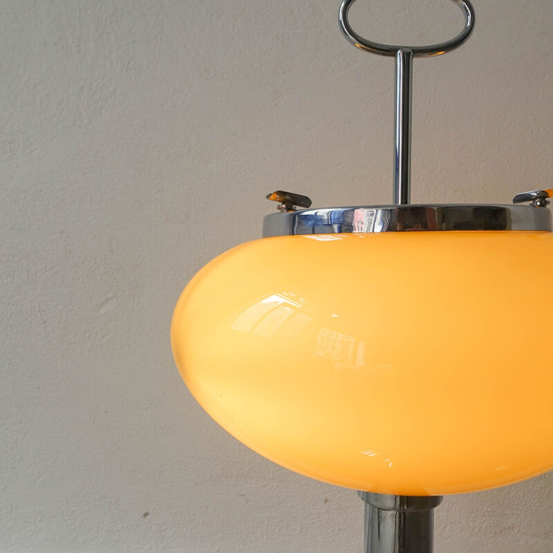 Lampe cendrier portugais vintage en verre opalin jaune, 1960
