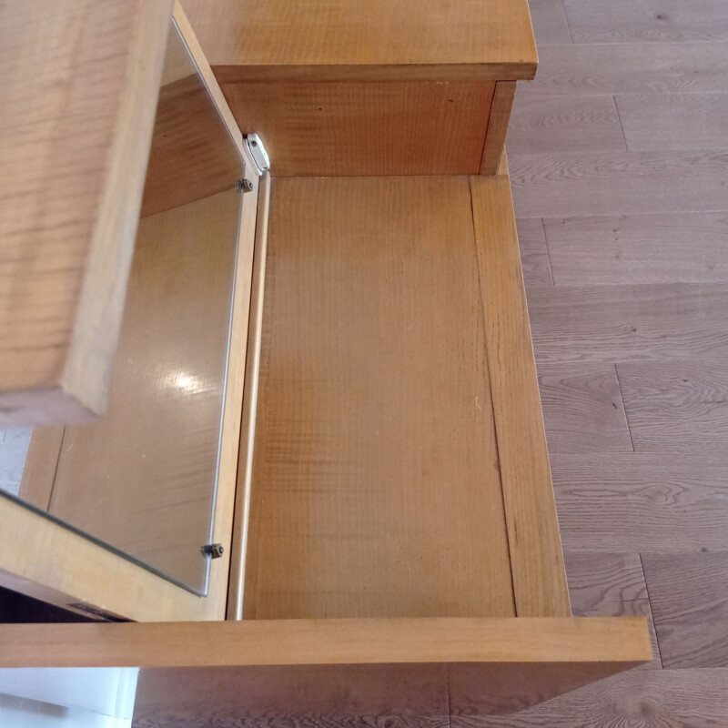 Vintage blond wood sideboard with 5 drawers, 1980